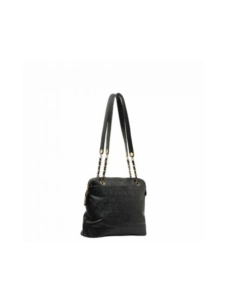 Retro bolsa de hombro de cuero Chanel Vintage negro