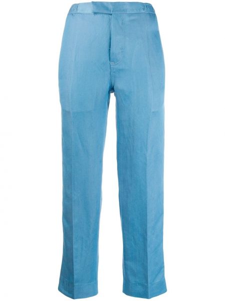 Pruhované lněné kalhoty Haider Ackermann - modrá