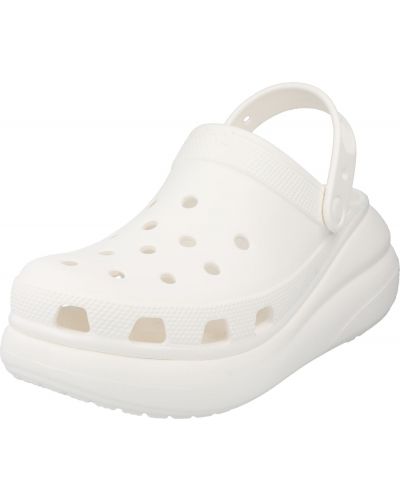 Jednofarebné sandále na platforme na podpätku s plochým podpätkom Crocs - biela