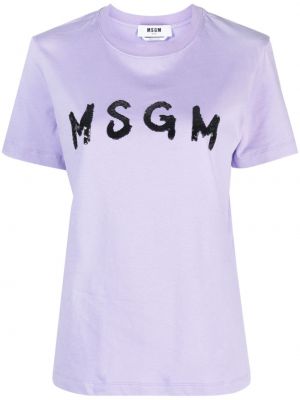 Памучна тениска с пайети Msgm виолетово