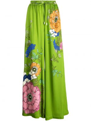 Květinové kalhoty s potiskem Alemais zelené