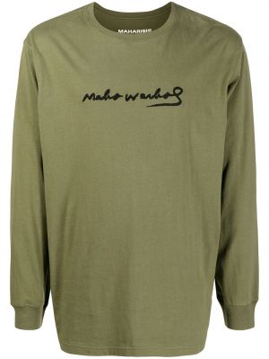 Raštuotas medvilninis marškinėliai Maharishi žalia