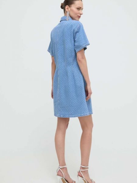 Puntíkaté mini šaty Custommade modré