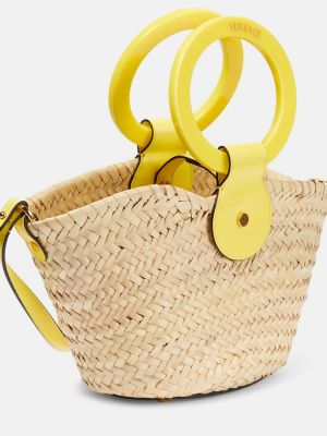 Kožna shopper torbica Versace žuta