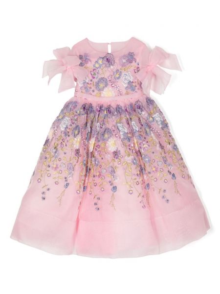 Kukka levenevä mekko tytöille Marchesa Kids Couture pinkki