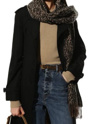 Шерстяной шарф Saint Laurent коричневый