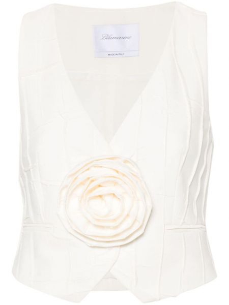 Plisovaná květinová vesta s aplikacemi Blumarine bílá