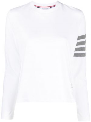 T-shirt a righe a maniche lunghe Thom Browne bianco