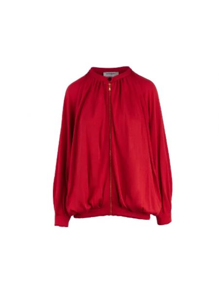 Jedwabna kurtka retro Yves Saint Laurent Vintage czerwona
