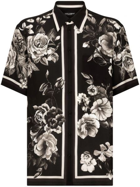 Копринена риза на цветя с принт Dolce & Gabbana