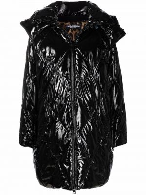 Abrigo acolchado con estampado de rombos Dolce & Gabbana negro