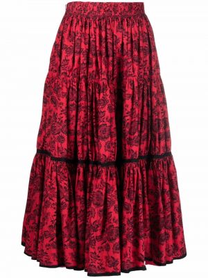 Falda midi de flores A.n.g.e.l.o. Vintage Cult rojo