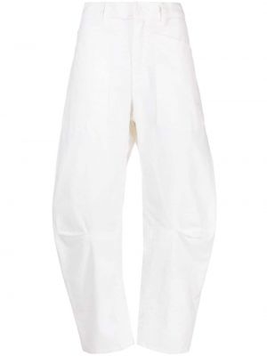 Klasické bavlněné kalhoty s páskem Nili Lotan - bílá