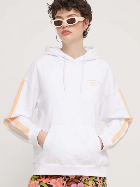 Pamučna hoodie s kapuljačom Roxy bijela