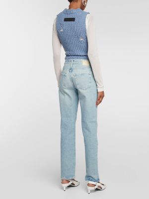Džínsy s rovným strihom s nízkym pásom Ag Jeans modrá