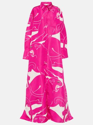 Копринена макси рокля с принт Valentino розово