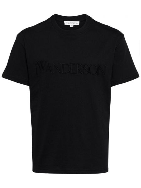 Kokvilnas t-krekls ar izšuvumiem Jw Anderson melns