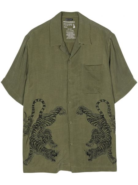 Tigrovaná košeľa s výšivkou Maharishi zelená