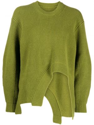 Асиметричен вълнен пуловер Jnby зелено