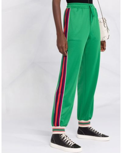 Pruhované sportovní kalhoty Gucci zelené