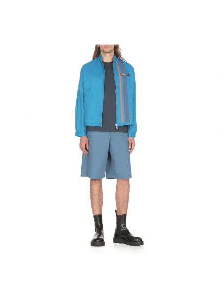 Pantalones cortos de cintura alta de algodón Maison Kitsuné azul