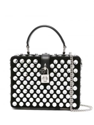Кожени шопинг чанта с кристали Dolce & Gabbana