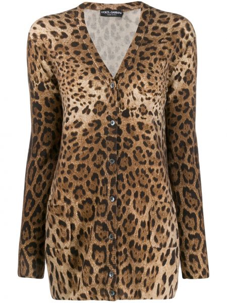 Kardigán s potlačou s leopardím vzorom Dolce & Gabbana hnedá