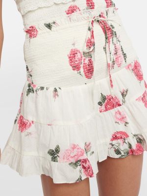 Květinové bavlněné mini sukně Loveshackfancy růžové