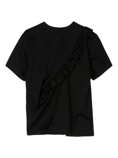 Kokvilnas t-krekls ar volāniem Noir Kei Ninomiya melns