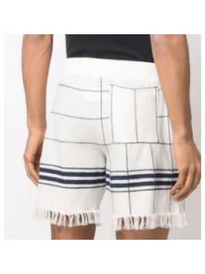Pantalones cortos con flecos a cuadros Maison Margiela blanco