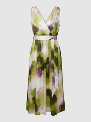 Sukienka midi z dekoltem w serek Esprit Collection zielona