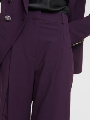 Relaxed fit vilnonės kelnės Veronica Beard violetinė