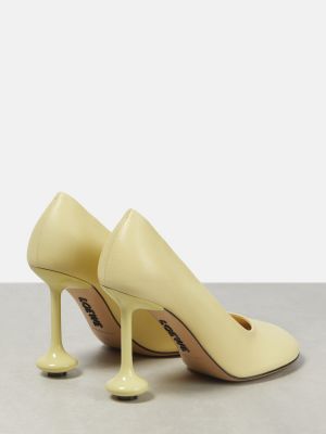 Кожени полуотворени обувки Loewe жълто