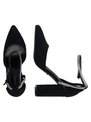 Полуотворени обувки с ток с ток Deezee черно