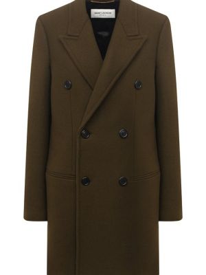 Шерстяное пальто Saint Laurent хаки