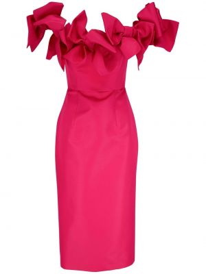 Миди рокля с панделка Carolina Herrera розово