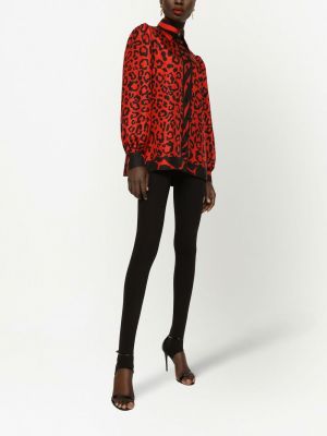 Raštuota šilkinė marškiniai leopardinė Dolce & Gabbana