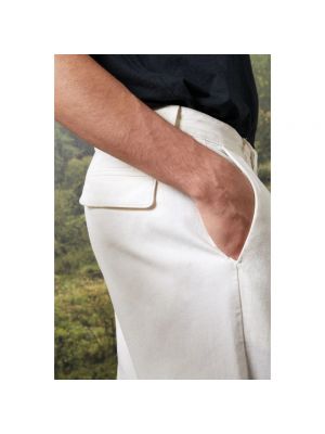 Pantalones chinos de cachemir de algodón con estampado de cachemira Massimo Alba blanco