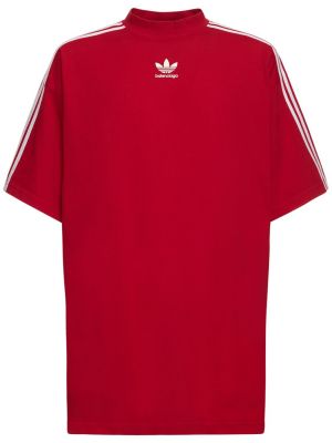 Oversize памучна тениска Balenciaga червено