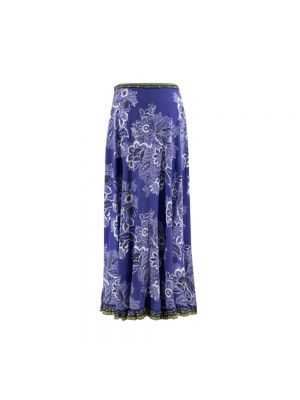 Falda larga de seda de crepé Etro azul