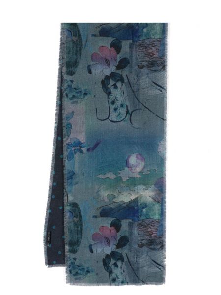Kvetinový vlnený šál s potlačou Paul Smith modrá