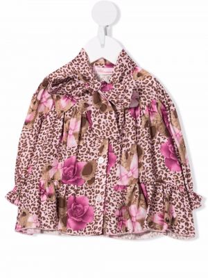 Trykt sateng krage bluse for jenter Miss Blumarine rosa