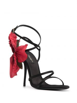 Sandalias de flores con apliques Dolce & Gabbana negro