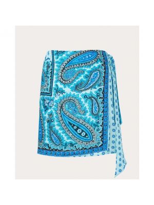 Falda de lino Boteh azul