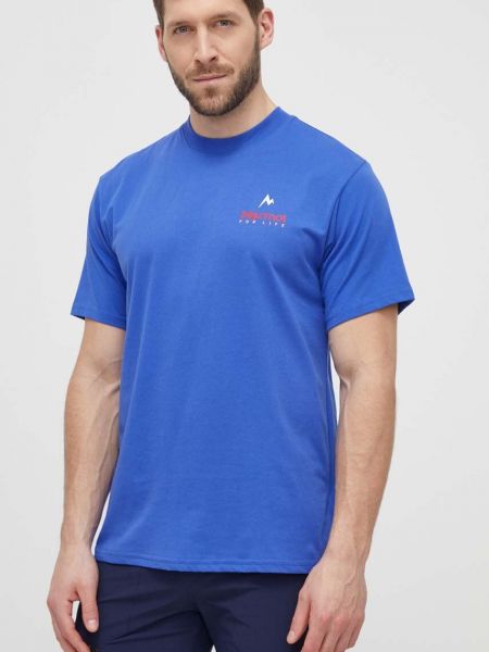 Niebieska koszulka z nadrukiem Marmot