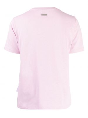 Kokvilnas t-krekls ar izšuvumiem Izzue rozā
