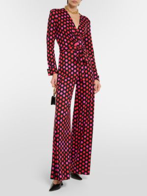 Laia lõikega täpilised pükskostüüm Diane Von Furstenberg punane