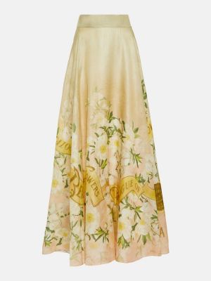 Kvetinová hodvábna ľanová dlhá sukňa Zimmermann
