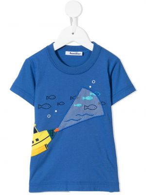 T-shirt con stampa Familiar blu