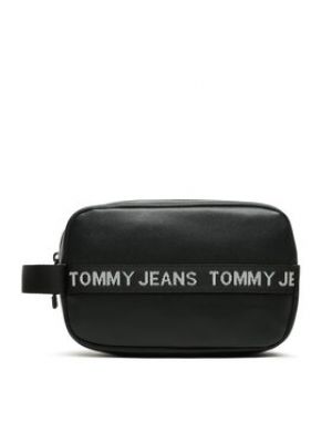 Шкіряна косметичка Tommy Jeans чорна